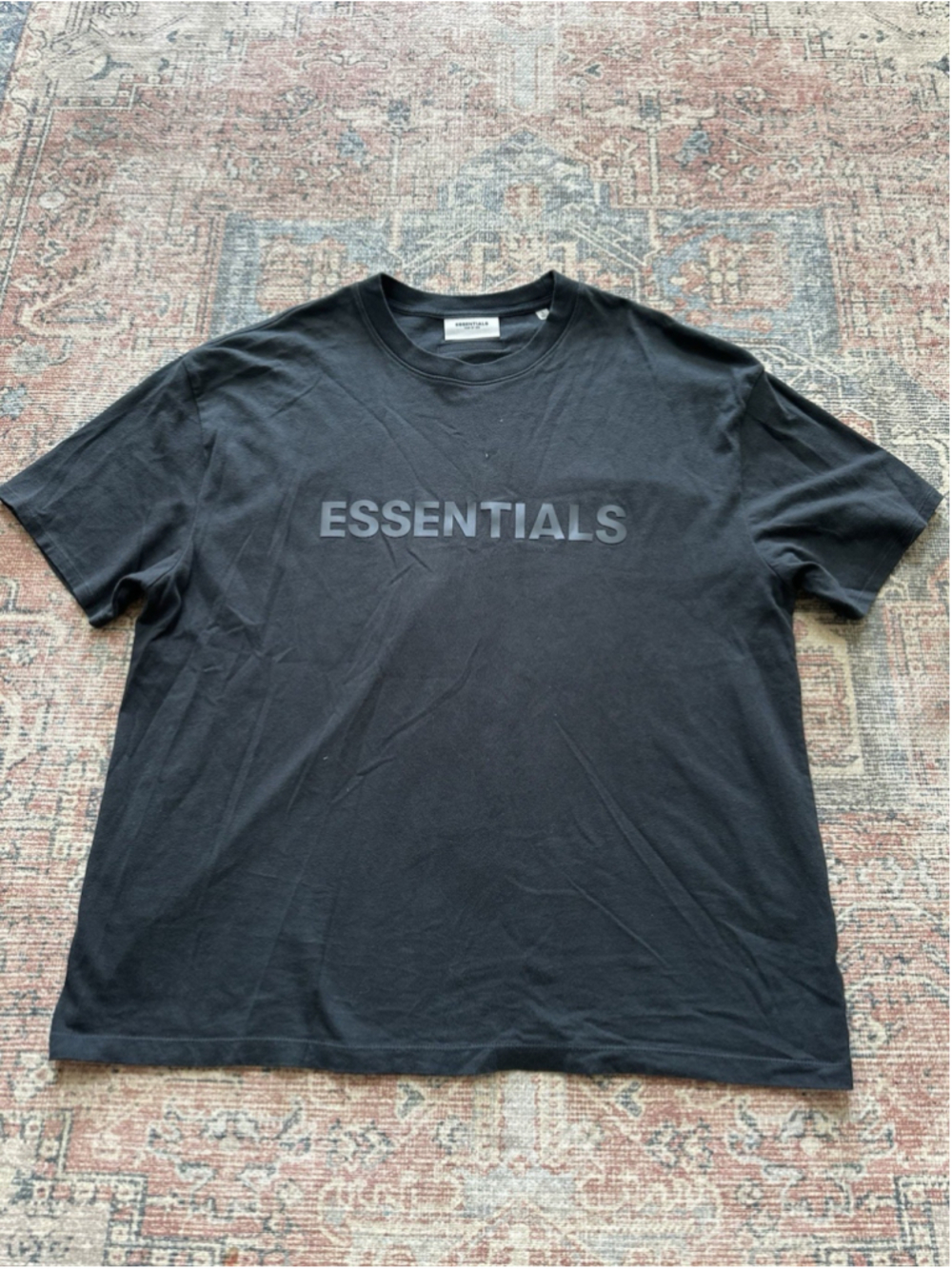 Fear of God Essentialz Mens Large Black 3D Matte Logo Short Sleeve T Shirt L